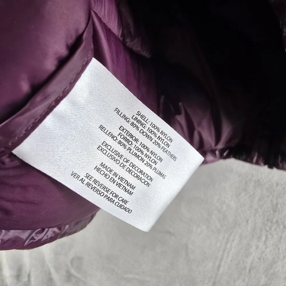 Eddie Bauer Ladies Down Packable Jacket Iridescent Plum 650 Fill Power Large New